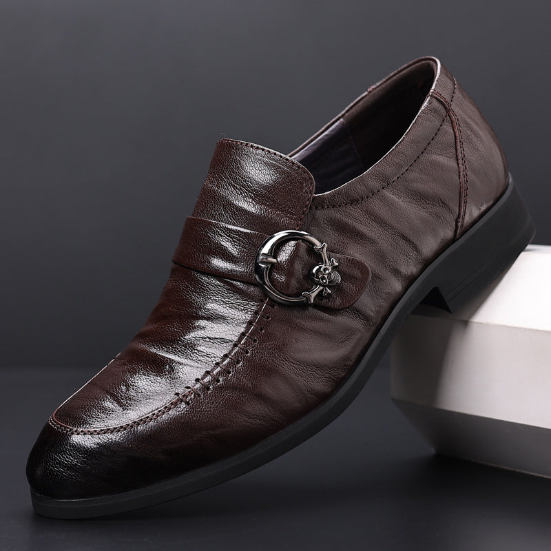 Men's Shoes 2025 Summer New Men's Casual Slip-On Pointed Leather Shoes Easiest for Match Trendy Shoes Business Formal Wedding Shoes