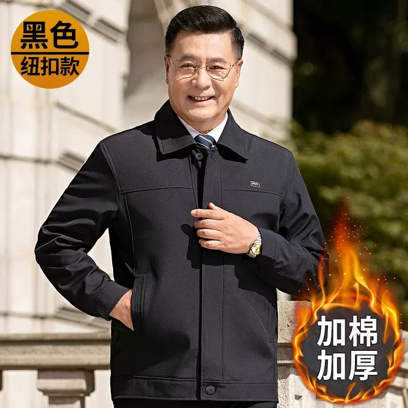 Autumn and Winter Coats for Middle-Aged Men, Dad's Clothing, Middle-Aged and Elderly Men's Autumn and Winter Executive Jackets, Thickened and Warm Men's Wear