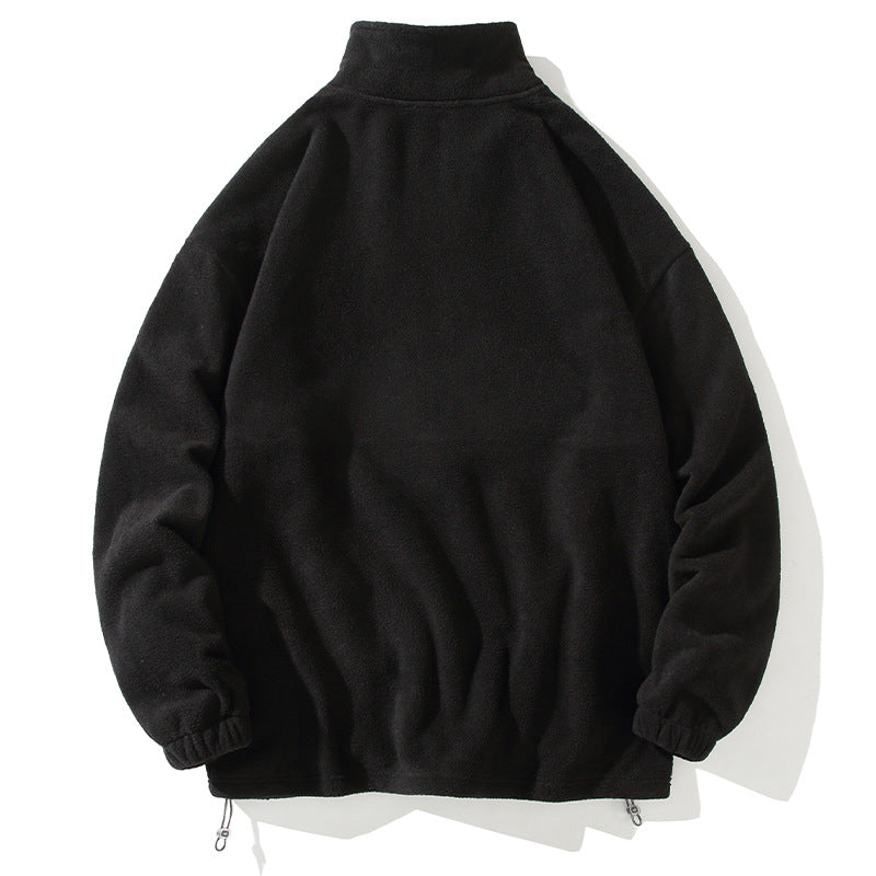 Polar Fleece Sweatshirt Men's 2025 Autumn and Winter Pure Color Half-Zip Pullover Sweatshirt Stand Collar Warm Thickeneded Top