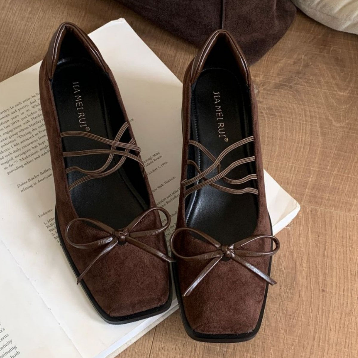 High Heels for Women 2025 New Spring and Autum Thick Heel Pig Mouth Flats French Square Toe Ballet Mary Jane Small Leather Shoes