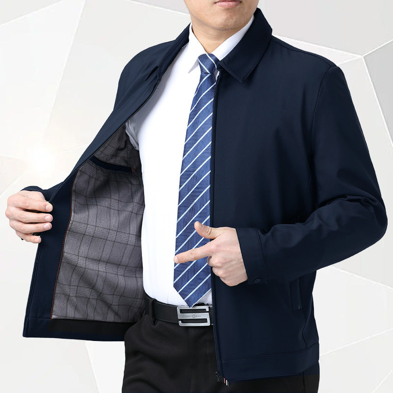Men's Middle-Aged Jacket Casual Coat Spring and Autumn New Style Men's Dad's Clothing Top with Lapel Windproof