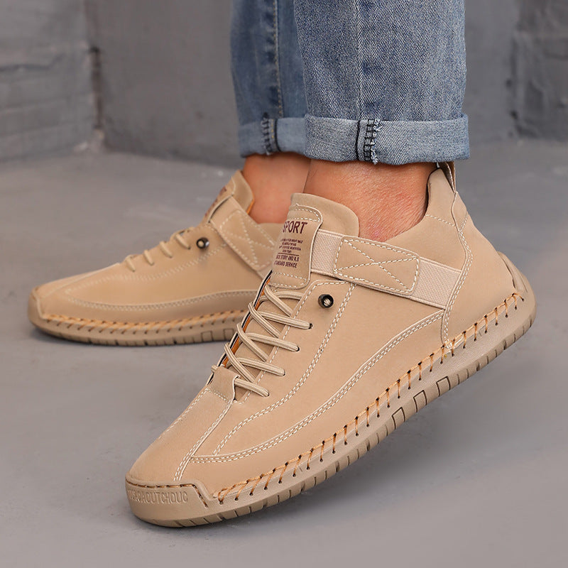 Spring and Autumn New Fashion Couple Leather Boots Outdoor Casual Men's and Women's Large Size Short Boots Foreign Trade Hand-Sewn Men's Boots