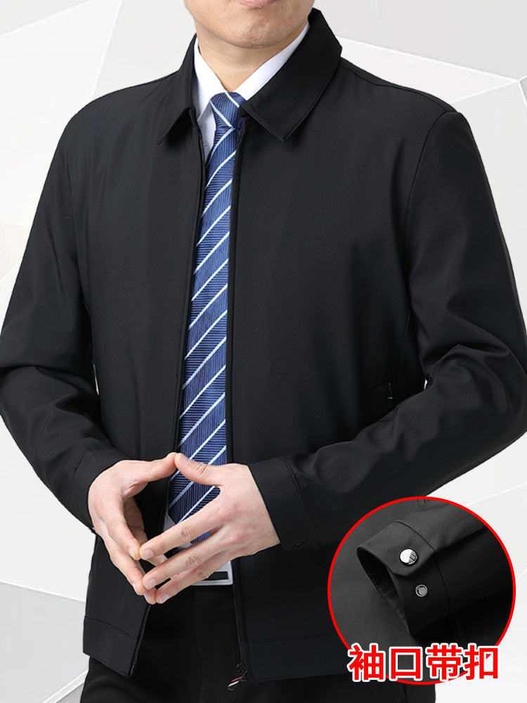 Men's Middle-Aged Jacket Casual Coat Spring and Autumn New Style Men's Dad's Clothing Top with Lapel Windproof