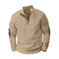 Cross-Border European and American Spring and Autumn Men's Sweatshirts with Half-Zip, Casual Jacquard Stand Collar, Long Sleeves, Patch Design, Versatile