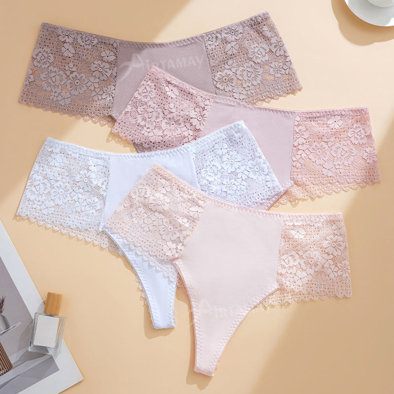 Sports Yoga Female Sexy Lace Splicing Underwear Women's Seamless Underwear Cross-Border European and American Large Size Briefs