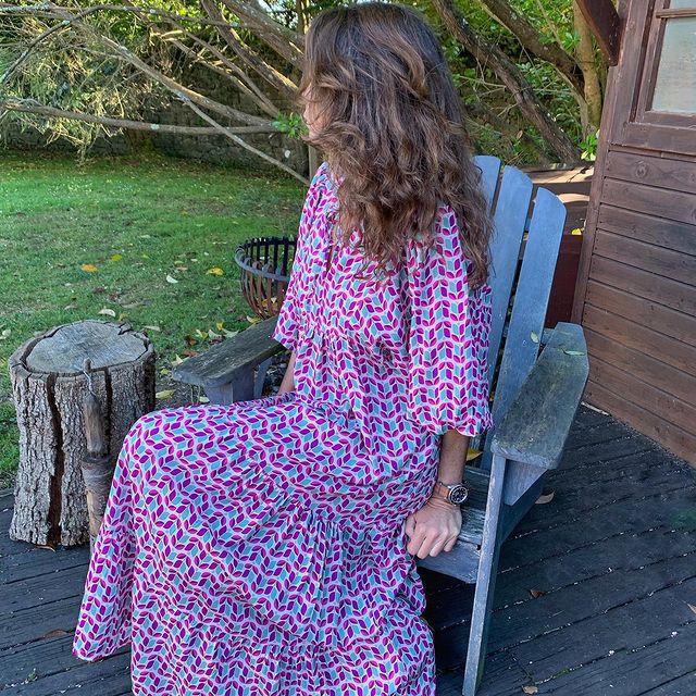 European and American Plus-Size Women's Loose-Fitting Bohemian Round-Neck Lantern-Sleeve Sweet Girl Dress Wholesale from Source Factory