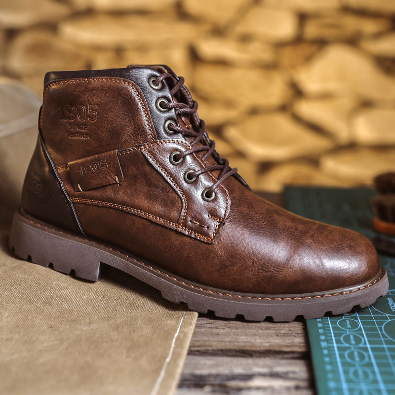 Ami Khaji Martin Boots American Style Retro plus size Workwear Boots Men's Fashionable High-top Motorcyclist Shoes Ankle Boots Paratrooper Boots
