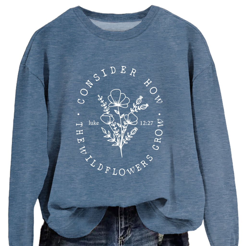 Amazon Fashion Top Consider How the Wildflowers Plaid Pullover Women's Sweatshirt New Style