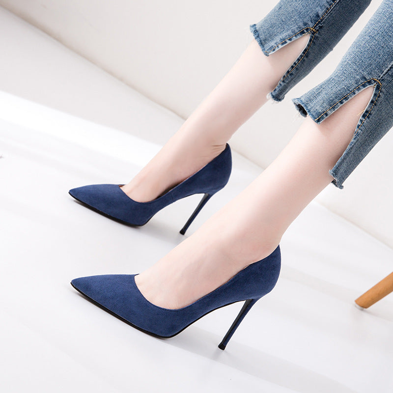 High Heels Women's 2021 New Black All-match French Style Fresh Thin-heel Sexy Mid-heel Professional Pointed Single-layer Shoes