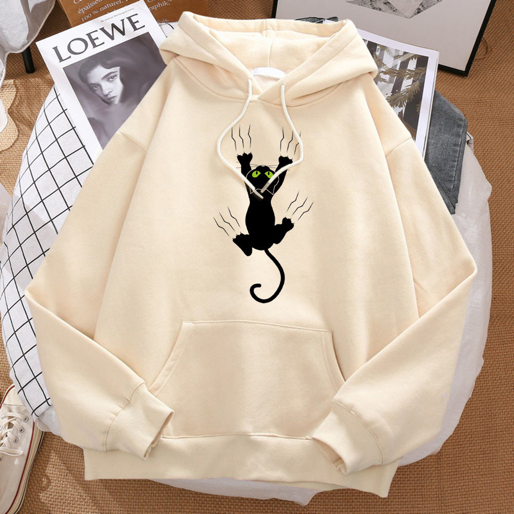 Naughty Black Cat Printed Men's Hoodie Hip Hop Comfortable Sweatshirt