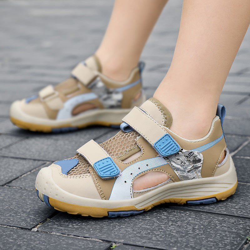 Boys Baotou Sandals Summer New Zhongda Boys Non-slip Soft Bottom Outdoor Beach Shoes Hollow Frame Shoes Wholesale
