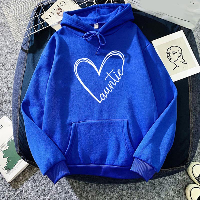Foreign Trade Cross-border Auntie Love Printing Hooded Sweatshirt Autumn and Winter European and American Men's and Women's Jacket Coat Loose