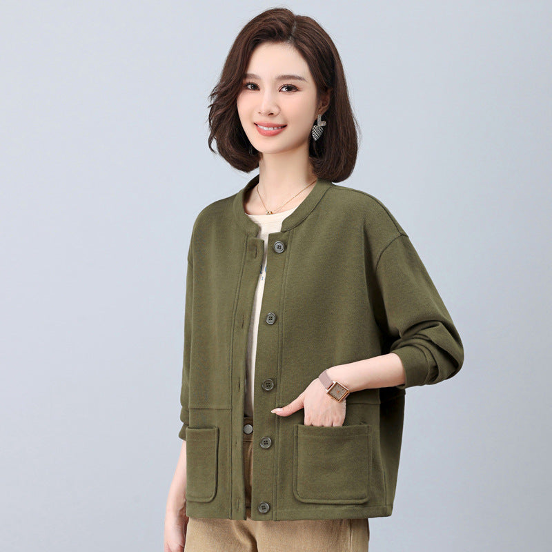 Women's Sweater 2025 New Casual Explosions Cardigan Middle-aged Mother Sports Coat Spring and Autumn Thin Hooded Top