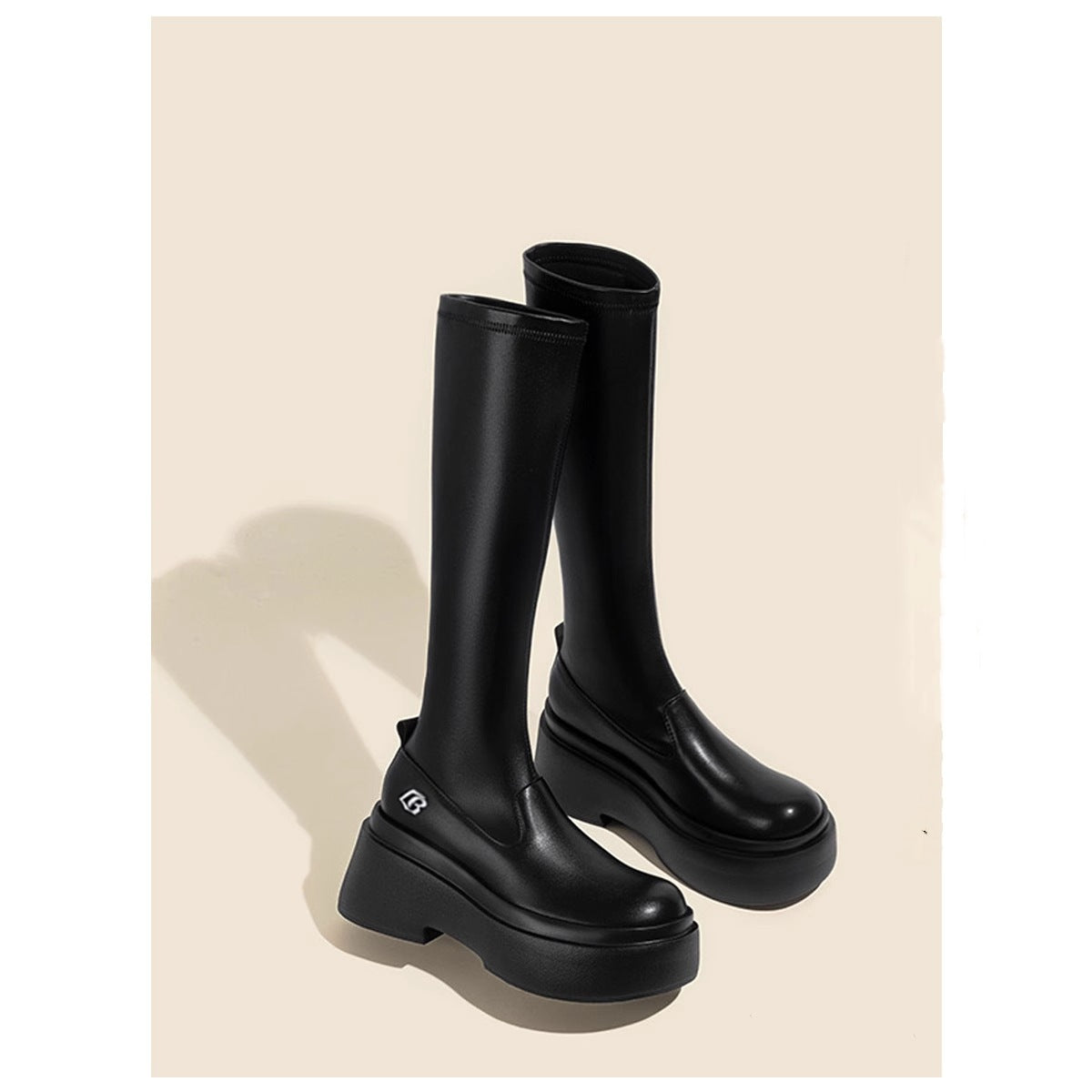 2025 Height-Increasing Thick-Soled Petite Knee-High Boots for Women, Elastic Boots, Slim Boots, Autumn and Winter High Knight Boots