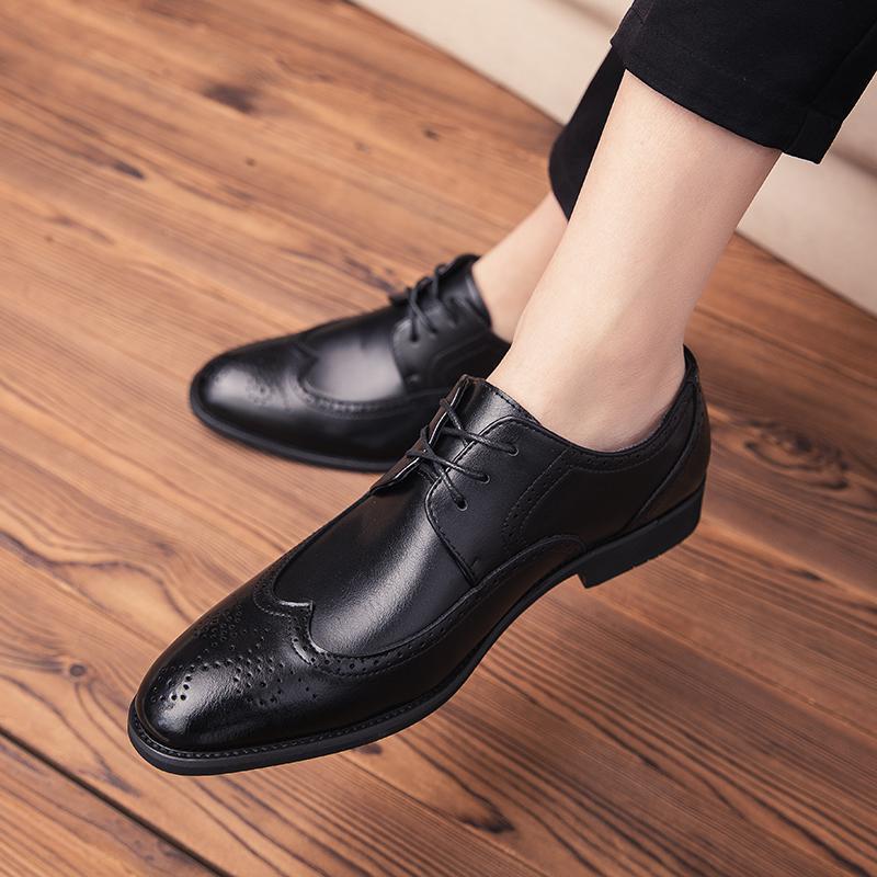 Large Size 48 Men's Formal Pointed Leather Shoes Leather Shoes Soft Leather British Men's Leather Mens Shoes