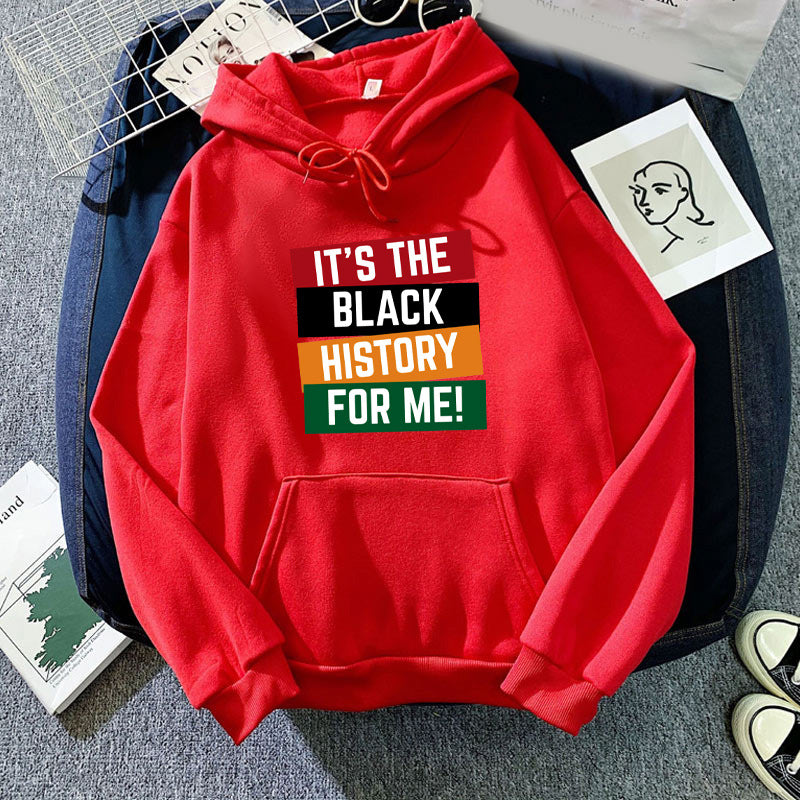 Black IT'S THE BLACK printed hooded hooded sweater autumn and winter European and American men's and women's goodwill coat cross-border