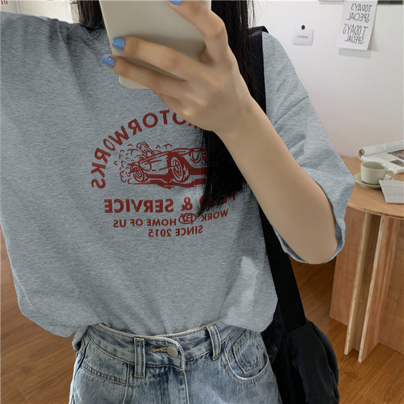 Summer Korean Style Loose Short-Sleeved T-Shirt for Women Korean Style New Bf Style Large Size Top Couple Bottoming Shirt Dropshipping