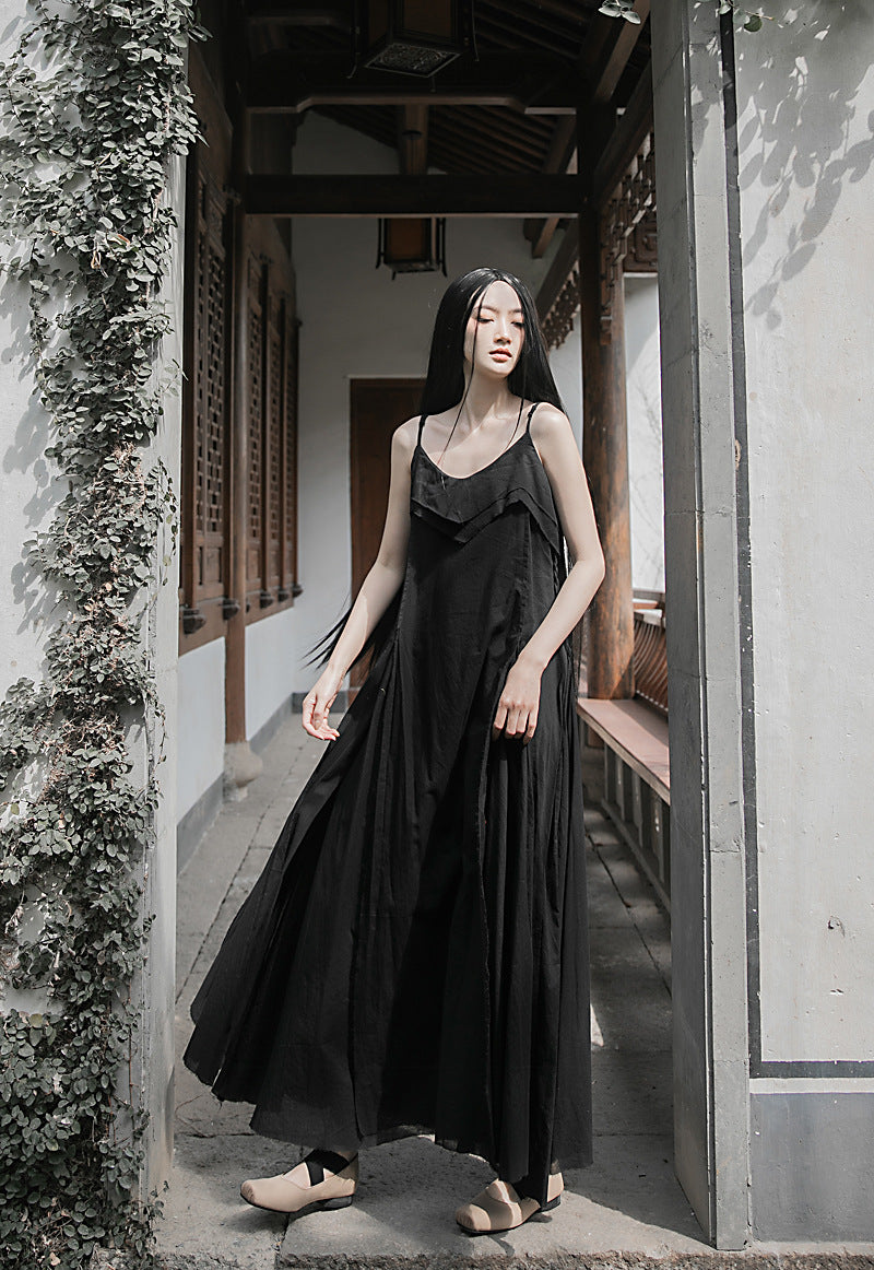 Raw Edge, Large Hem, Pure Cotton, Casual and Flowing Dress in 4 Colors, Artistic Retro High-Quality Cotton and Linen Material Dress