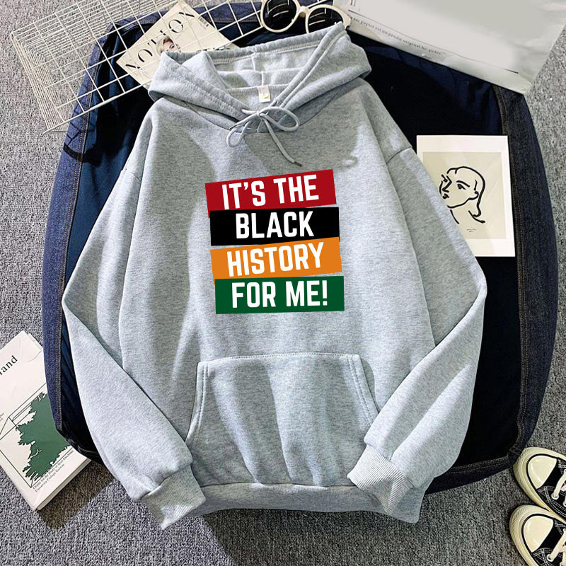 Black IT'S THE BLACK printed hooded hooded sweater autumn and winter European and American men's and women's goodwill coat cross-border