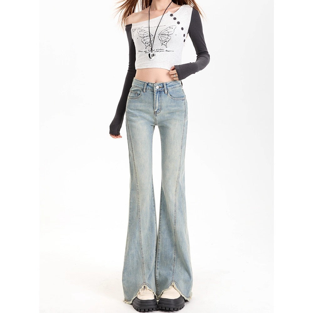 Petite Women's 2025 New High-Waisted Versatile Slim-Fit Stretchy Flared Jeans for a Trendy Look