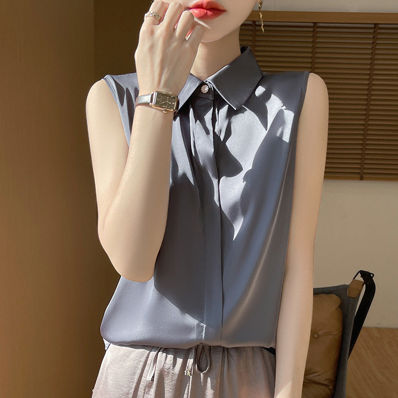 Wholesale New Summer Thin Sleeveless Women's Shirts Anti-Wrinkle Draped Women's Inner Shirts with Suit Tops Women's Clothing