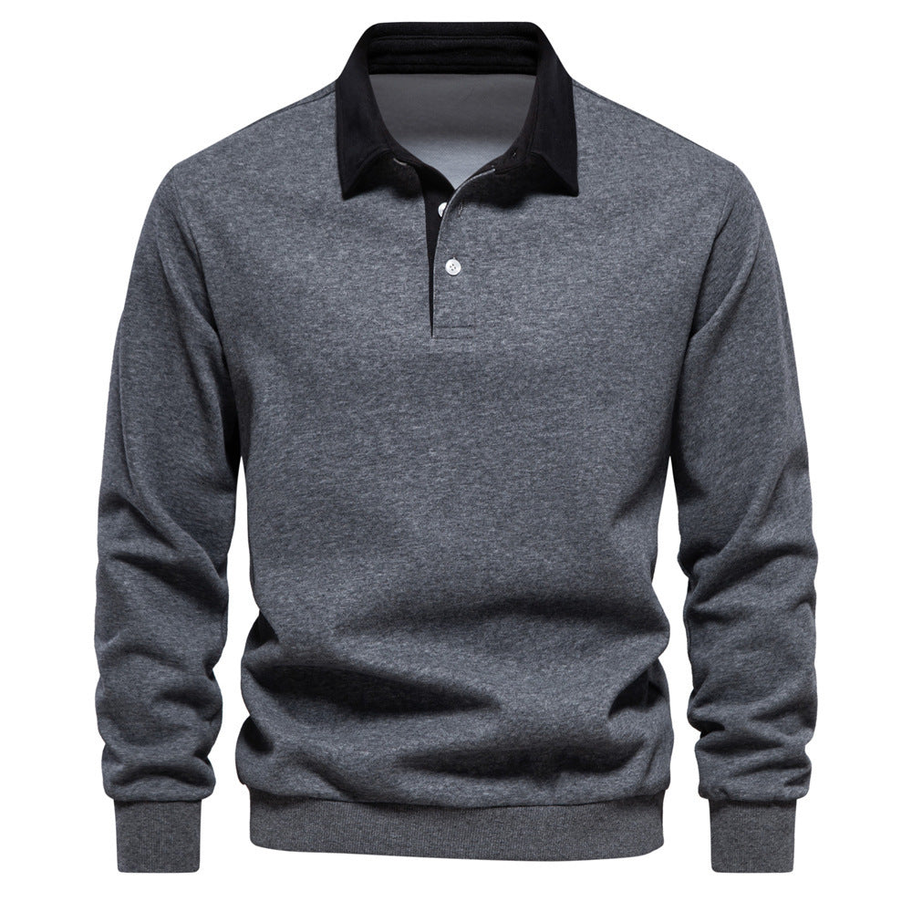 2024 Casual Sweatshirt New Trendy High-Quality Men's Sweatshirt Long-Sleeved Men's European Size Polo Collar Versatile Autum
