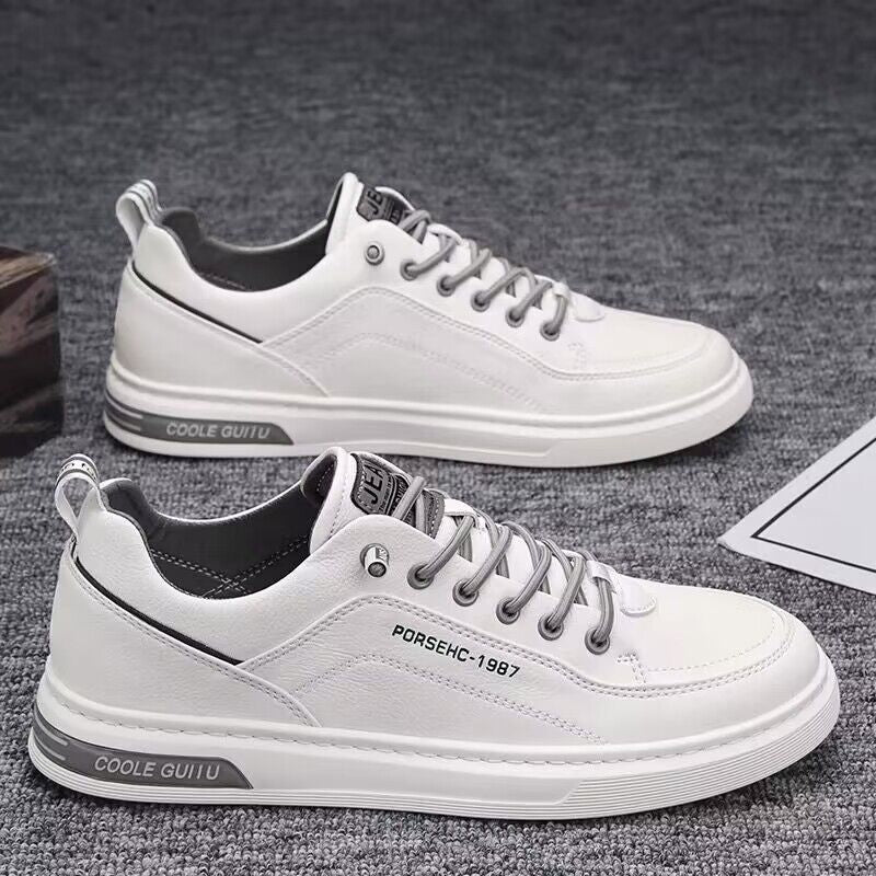 Men's Sneakers  New Trendy Casual Shoes Versatile Leather Shoes Men's Slip-On White Shoes Men