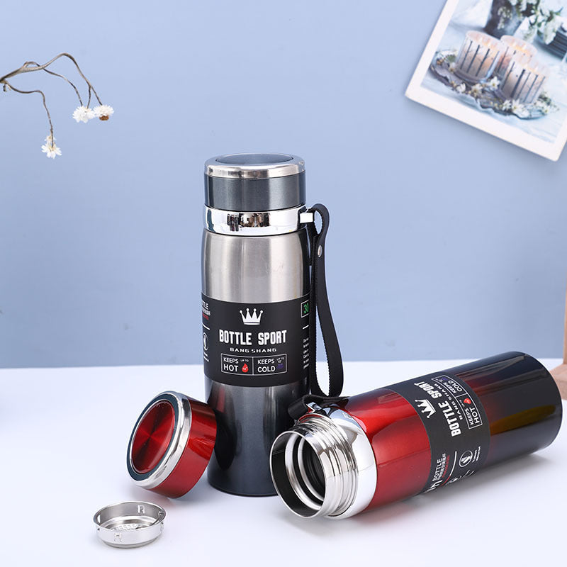 Large-Capacity Sling Pot 316 Stainless Steel Thermos Cup Outdoor Sports Rope Portable Travel Pot Car Water Cup