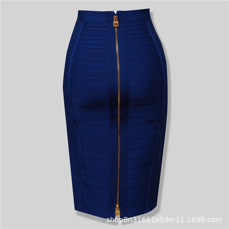 Bandage Skirt Stripesd Zipper Double-Open Sexy High-Waist Hip Skirt Skirt