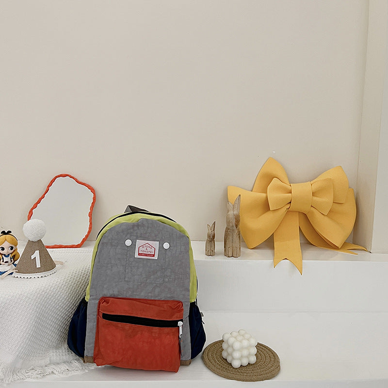 Children's Kindergarten Schoolbag Boys' Baby Contrast Color Small Backpack Girls' Trendy 2022 Cute Backpack Cute Bag