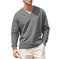 Amazon Cross-Border European and American Spring and Autumn Men's Jacquard Solid Color Base Shirt Loose Casual V-Neck Long-Sleeve Knit Sweater for Men