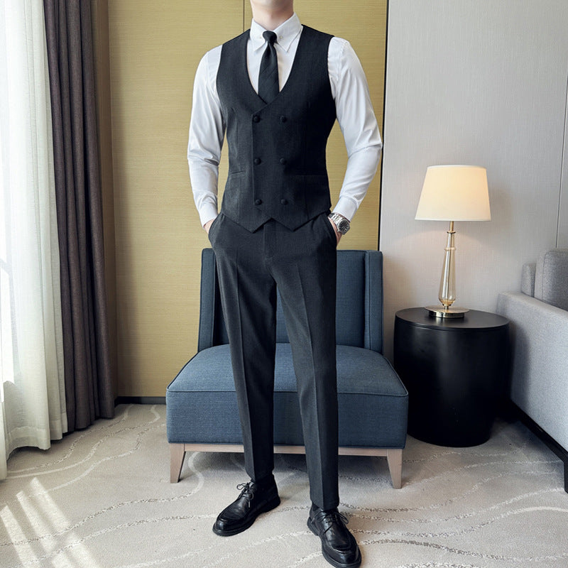 New Spring and Summer High-end Slim-fit Vest Pants suit Men Business Casual Vest Set Best Man Group Dress Suit Men