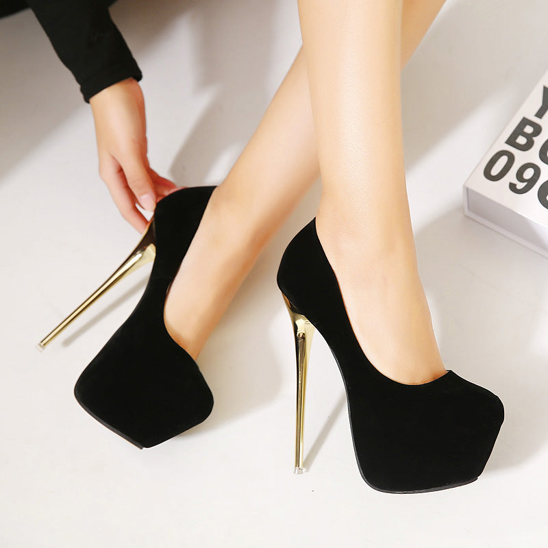 Heels cross-border stiletto heel platform black high Heels red single-layer shoes women's thick bottom shallow mouth foreign trade plus size women's shoes