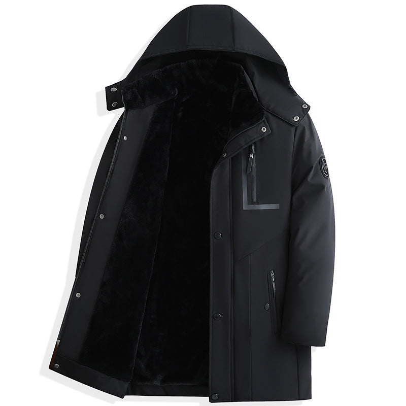 Middle-Aged and Elderly Men's down Jackets, Dad's Thickeneded Warm Cotton Jackets 2025 New Winter Mid-Length Cotton Jackets for Men