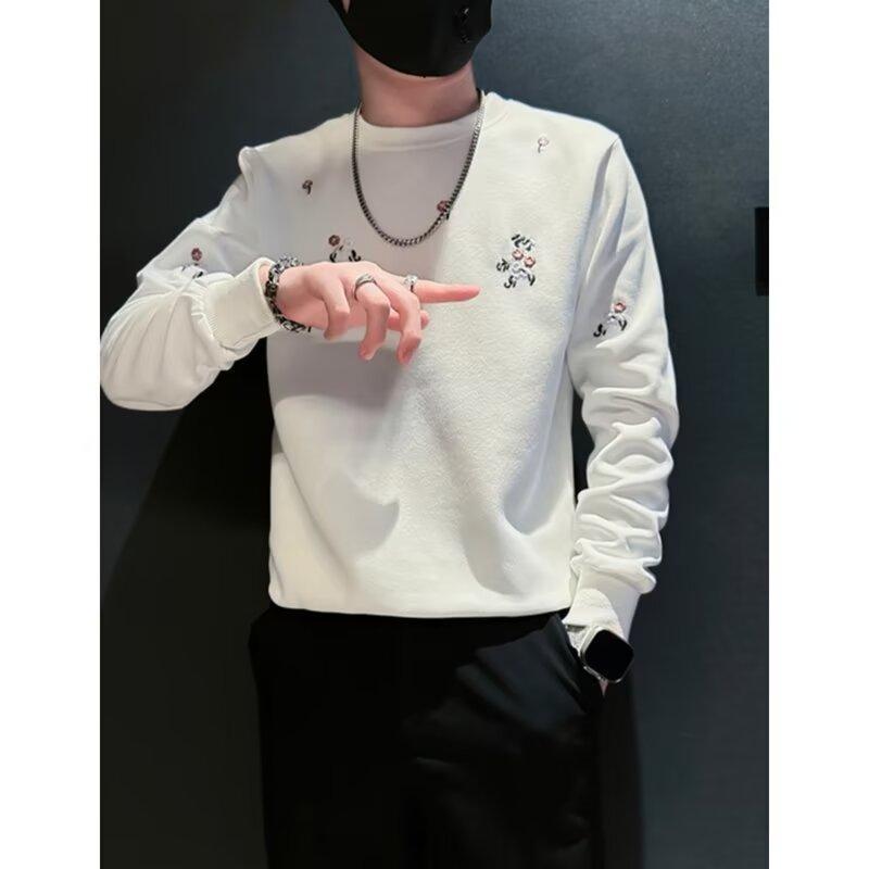 Early Autumn Sweatshirt Men's Coat Korean Long Sleeve T-Sleeve 2024 New Spring and Autumn Fashionable Brand Pi Shuai Fried Street Embroidered Clothes