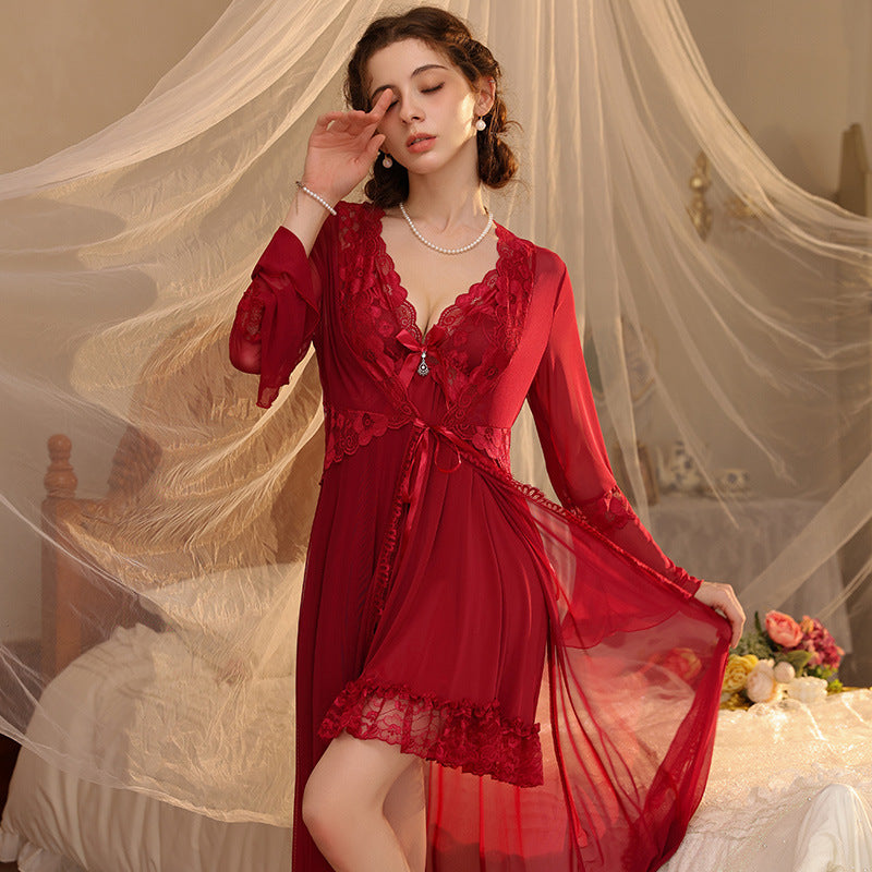 Sexy Pajamas, Temptation, Pure Desire, Push-Up Nightgown with Breast Pads, Temptation, Plus Size Fat mm Sexy Intimates, Passion Suit