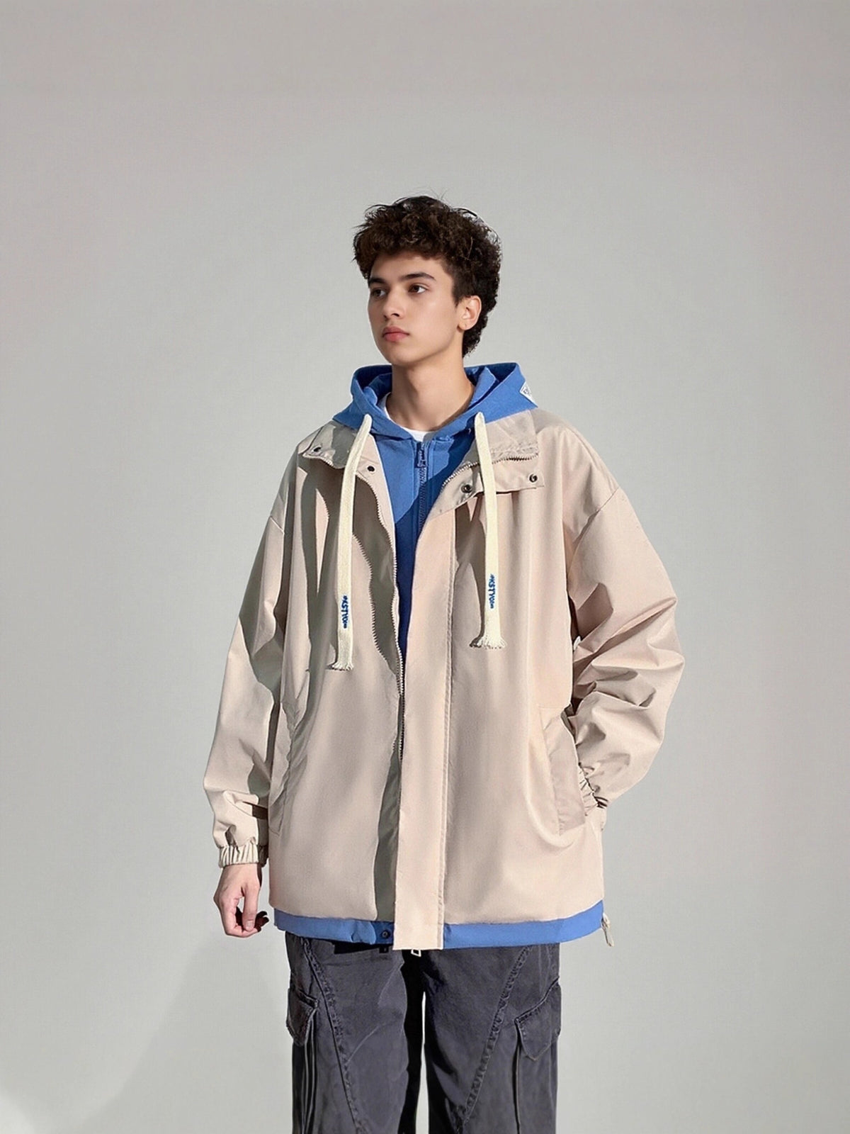 Outdoor Leisure New Style Men's and Women's Clothing Tops Windproof Jacket Coat Men's Fake Two-Piece Spring and Autumn Loose Fit