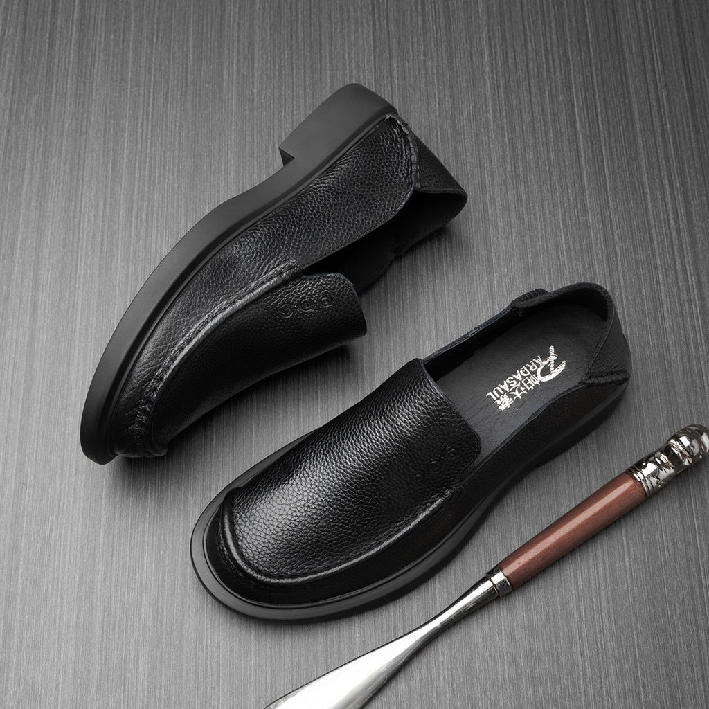 Men's Shoes Are Breathable and Fashionable in Summer, New Trendy Loafers, Wide-Foot British Business Men's Casual Leather Shoes, Genuine Leather