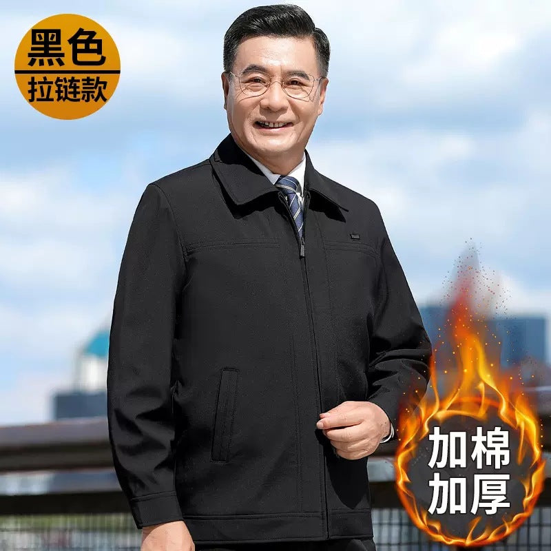 Autumn and Winter Coats for Middle-Aged Men, Dad's Clothing, Middle-Aged and Elderly Men's Autumn and Winter Executive Jackets, Thickened and Warm Men's Wear
