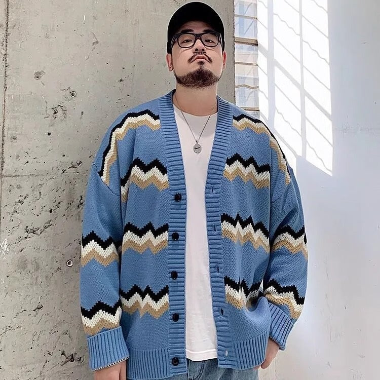 Trendy Brand plus size Men's Autumn and Winter Fake Two-piece Sweater Pullover Fatty Plus Plus Casual Fashion Loose Knitted Sweater