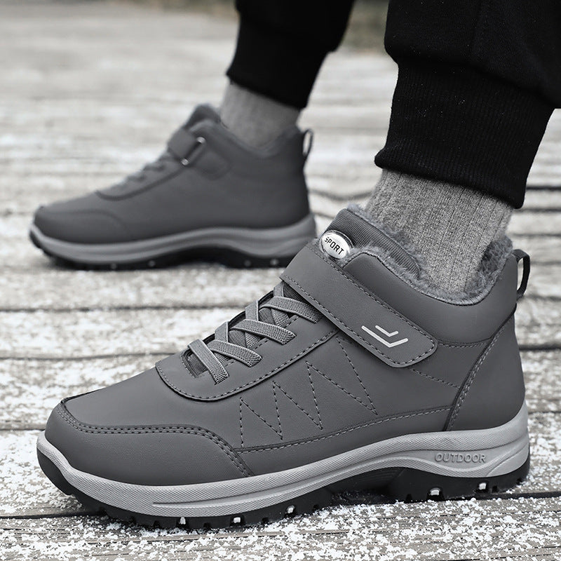 Shoes Men's Cotton Shoes Winter Thickened Velvet Outdoor Casual Snow Boots Velcro Walking Shoes Men's and Women's Same Style Dropshipping