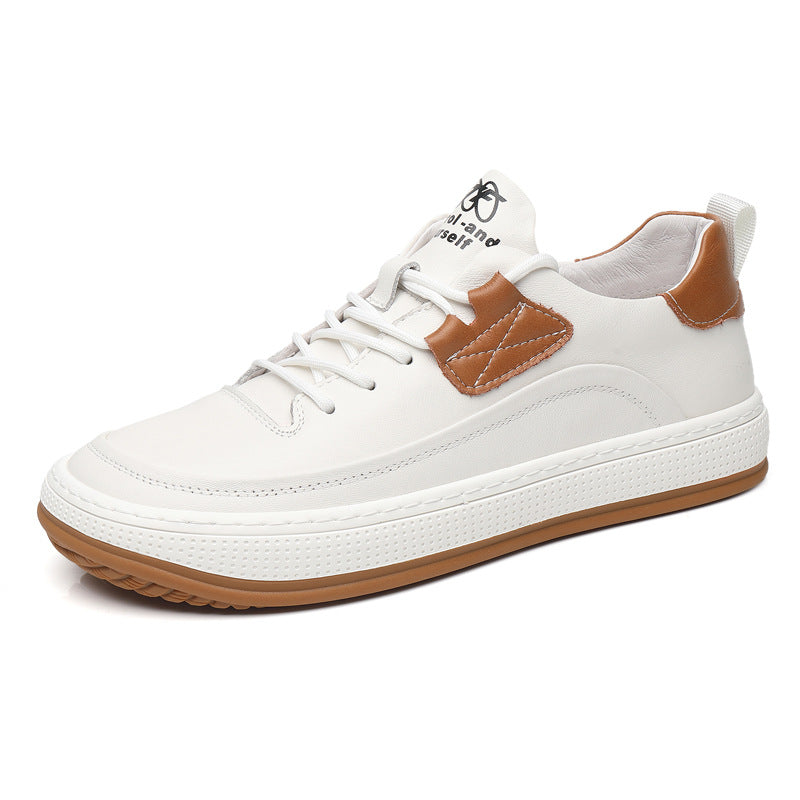 2024 Autumn Men's Genuine Leather Sneakers, Top Layer Cowhide Men's Clown Shoes, Men's Casual Shoes, Breathable, Shock-Absorbing, Comfortable