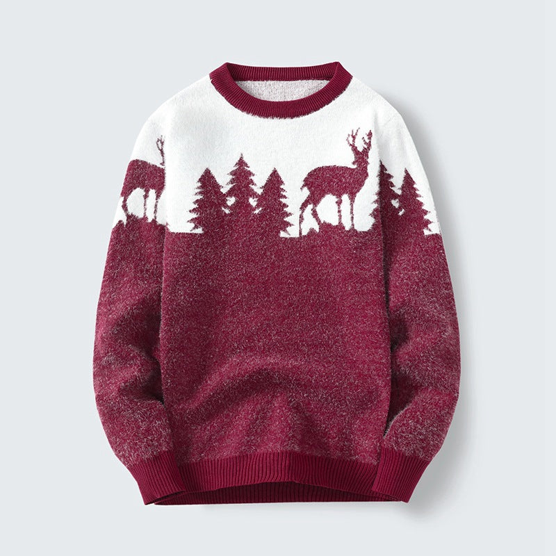 Round neck sweater factory spot on behalf of men's long sleeve jacquard round neck pullover base shirt youth sweater base