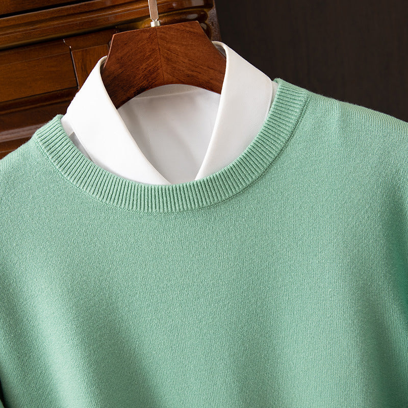 Autumn and Winter Classic Round Neck Men's Pullover Base Shirt Casual Business Knitwear Loose Fashion Solid Color Long Sleeve Sweater