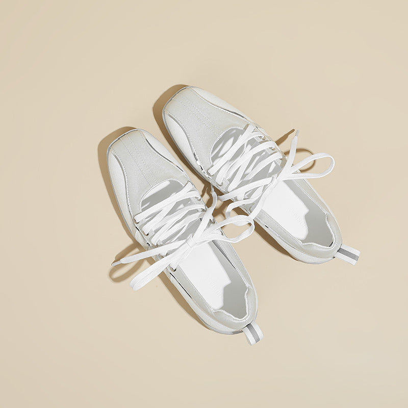South Korea Niche Sports Ballet Shoes Women's Silver White Vintage German Training Shoes Flat Strap Mary Jane Shoes Women