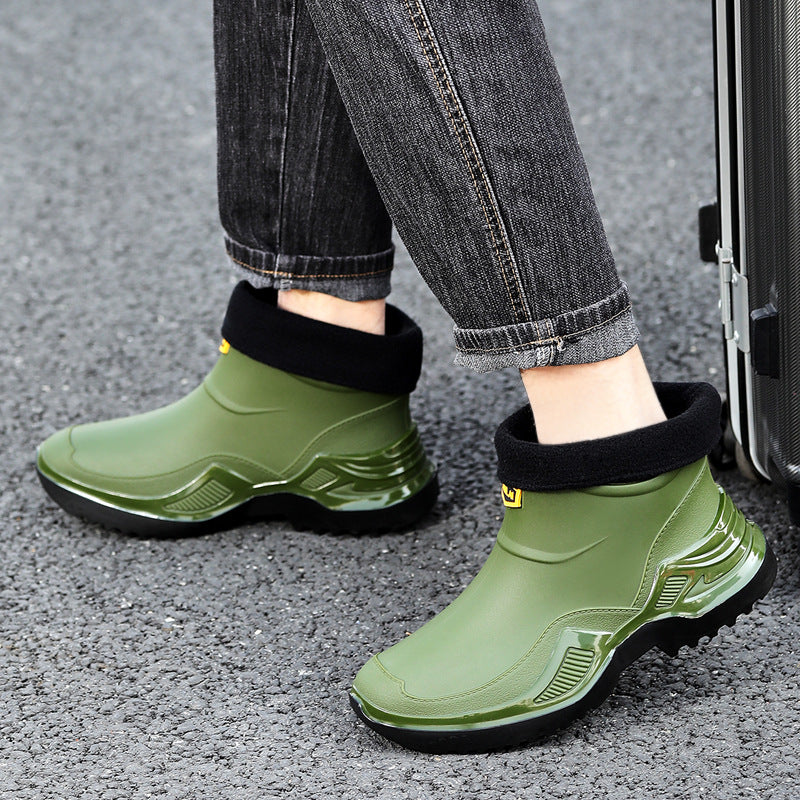 Spring and Autumn Fashion Men's Short Rain Boots, Sports Style Men's Waterproof Shoes, Rubber Shoes, Thickened and Widened Non-Slip Men's Foreign Trade Rain Boots