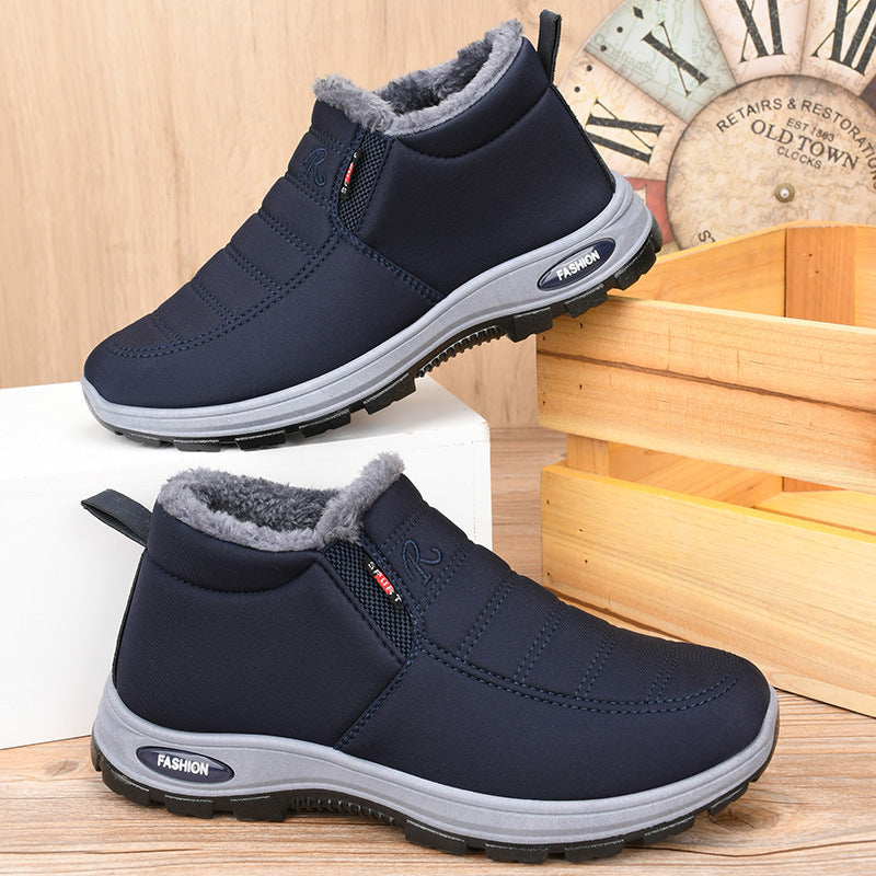 Couple's New Style Cotton Boots TEMU Foreign Trade Men's and Women's Boots Middle-aged and Old People's Cotton Shoes Snow Boots fleece-lined Thickened Warm Shoes