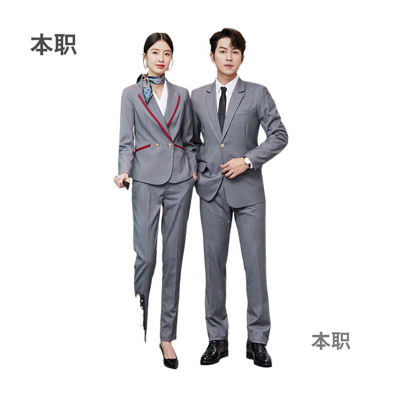 Professional Suit suit Men's and Women's Hotel Work Uniform Suit Property Customer Service Business Commuter Front Office Work Clothes Autumn
