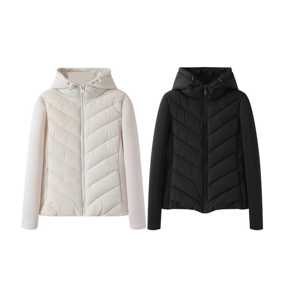 Cross-border wholesale foreign trade women's 2025 autumn and winter Europe and the United States new fashion hooded stitching cotton-padded jacket coat Y23165