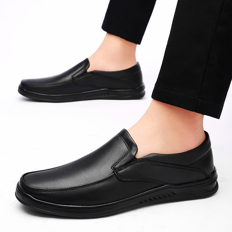 Men's Shoes Summer Casual Leather Shoes Men's Korean Style Youth Slip-on Lazy Loafers Business British Style Peas Shoes